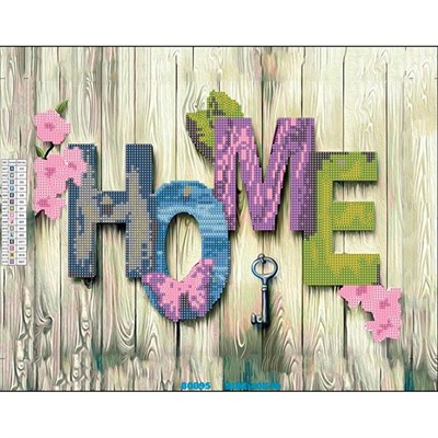 Набор для творчества Алмазная мозаика 5D Надпись "Home" 30*40 см без подрамника, частичное заполнение 80895А - фото 69904342