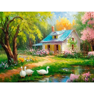 Набор для творчества Алмазная мозаика 30х40см Утро в деревне НД-6385 - фото 69904456