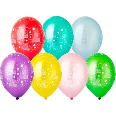 Шар 14" Шелкография металлик С ДР Шары 25 шт 1103-0230 /цена за упак/ - фото 69904519