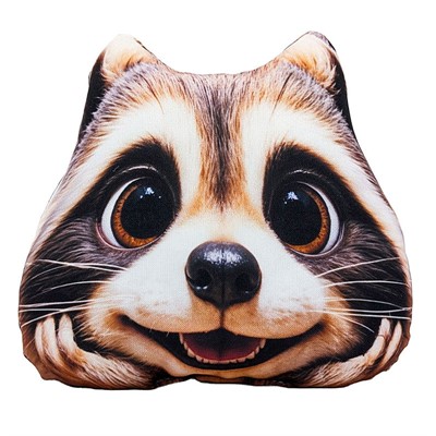 Подушка декоративная мордочка Енот 30 см МТГ01106 Levatoys в пак. - фото 69905300