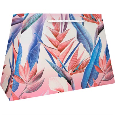 Пакет 29,5х19х12см с блестками Цветы 141V-971 - фото 69905953