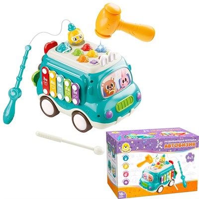 Игрушка развивающая Levatoys MK985 Автобизик зеленый в кор. - фото 69906149
