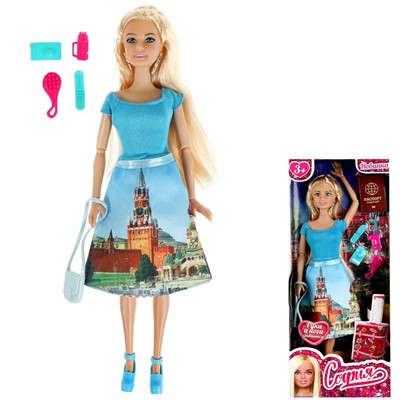 Кукла Карапуз 66001-T1-S-BB София 29 см путешествие в москву, в комплекте акс - фото 69906203