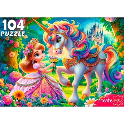 Пазл 104 Очаровательная принцесса и единорог Ф104-6644 - фото 69906583