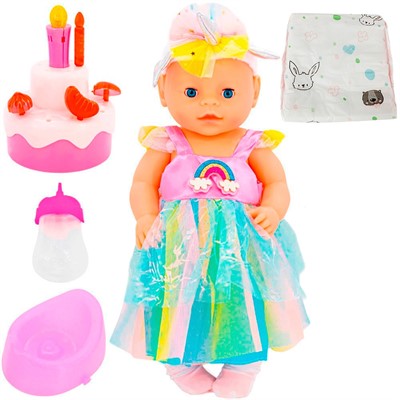 Пупс Miss Kapriz MK1968Q-1 40 см. с интерактив. тортиком и аксесс. в пак. - фото 69906688