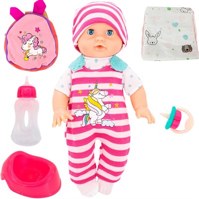 Пупс Miss Kapriz 1952O-2MK 35 см. с рюкзачком и аксесс. в пак. - фото 69906691