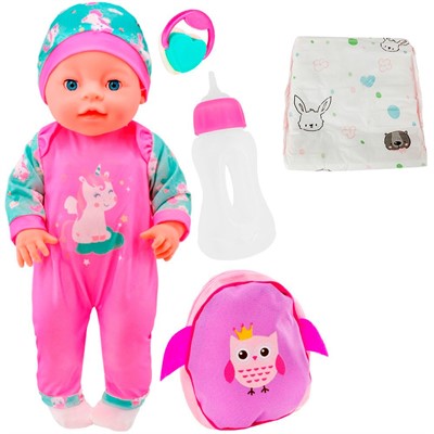 Пупс Miss Kapriz MK2022Q-3 40 см. с рюкзачком и аксесс. в пак. - фото 69906696