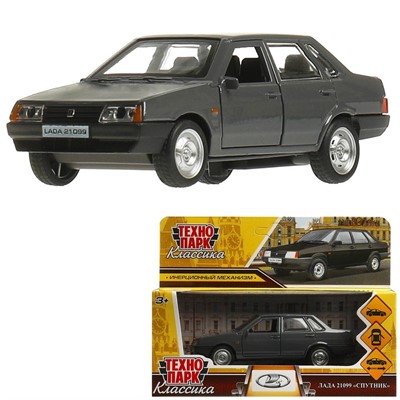 Модель 21099-12-GY ВАЗ-21099 "СПУТНИК" 12 см, двери, баг, серый Технопарк в кор. - фото 69906983