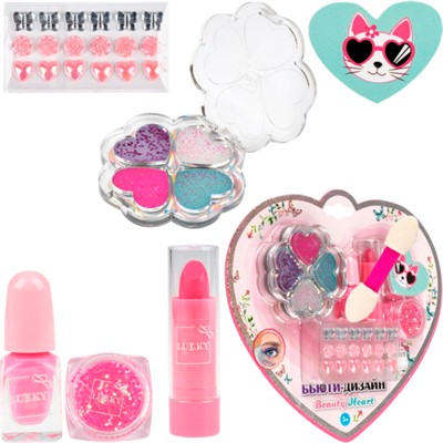 Набор 4цв тени,апп,лак д.ногтей peel-off,пом.д.губ,блестки д.лица/тела,стразы,пилочка Т26312 - фото 69907714