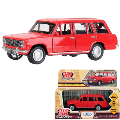 Модель 2102-12-RD-WOD ВАЗ-2102 12 см, двери, багаж, инер, красный Технопарк в кор. - фото 69907744
