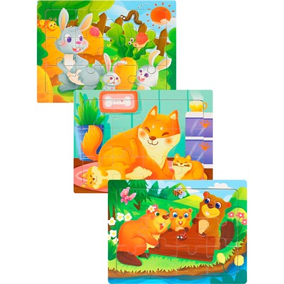 Деревянная Пазл-рамка 14,5x10,8 см 3 шт. ИД-0219 - фото 69907811