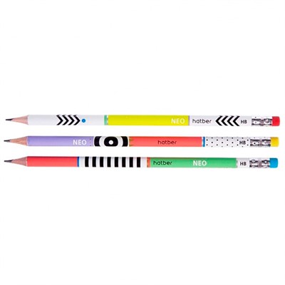 Карандаш ч/гр NEO круглый "HB" с ластиком с заточ. BL_065978 Hatber - фото 69907844