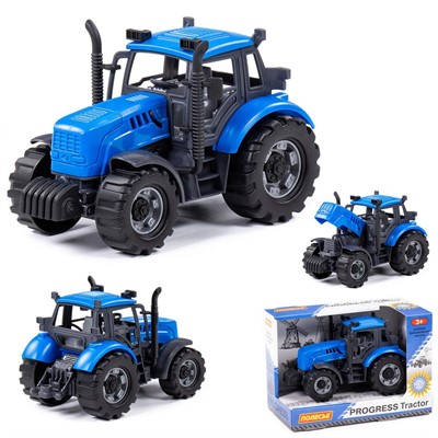 Трактор Прогресс инерционный синий (в коробке) 91215 П-Е /12/ - фото 69907845