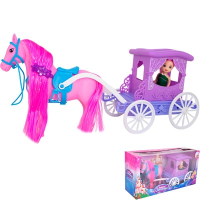 Карета 686-708 для куклы, с лошадью в коробке - фото 69908043