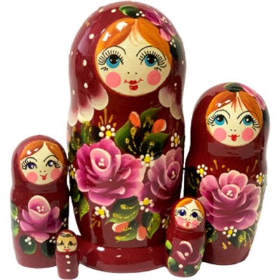 Деревянная Матрешка 3 в 1 малая Цветы, Эскиз 63, Розы М05110363 - фото 69908378