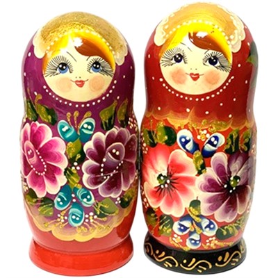 Деревянная Матрешка 5 в 1 средняя Цветы, Эскиз 53, Розы М05140353 - фото 69908432