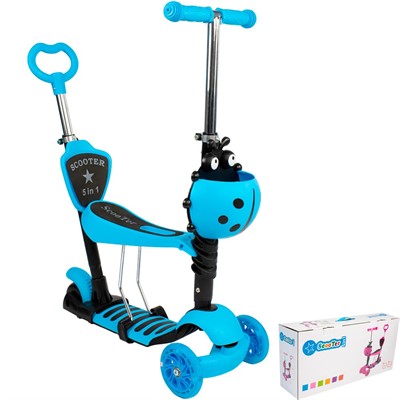 Самокат-каталка 3в1 синий колеса 120 мм 141V-1121 - фото 69908537
