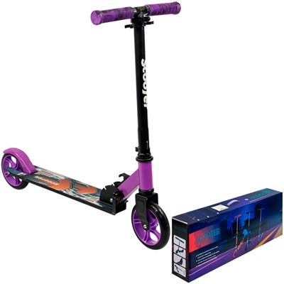 Самокат двухколесный фиолетовый колеса 145 мм 141V-1124 - фото 69908567
