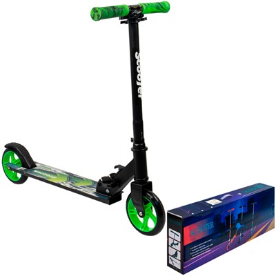 Самокат двухколесный зеленый колеса 145 мм 141V-1122 - фото 69908617