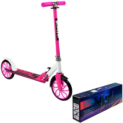 Самокат двухколесный розовый колеса 200 мм 141V-1115 - фото 69908914