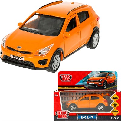 Модель XLINE-12-OG KIA RIO X длина 12 см, двери, багаж, инерц, оранжевый Технопарк в коробке - фото 69909339