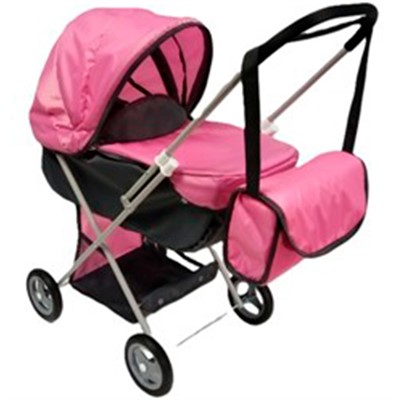 Коляска для куклы Классика-11 графит/розовая КР-615 - фото 69909516