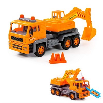 Автомобиль экскаватор Алмаз инерционный в сетке. 86709 П-Е /6/ - фото 69909953