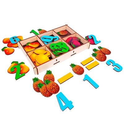 Деревянный Счетный материал Фрукты 66 дет. 8644 /18/ - фото 69910053