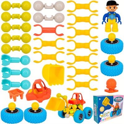 Конструктор 628-3A Строительная техника в коробке - фото 69910082