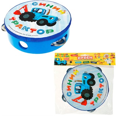 Деревянный Бубен СИНИЙ ТРАКТОР Буратино STR43 - фото 69910102