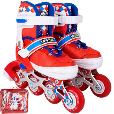 Ролики Dvizhok р. 30-33 раздвиж. PVC, 1 колесо со светом,красный 141V-364 - фото 69910191