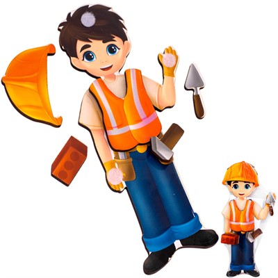 Деревянный Конструктор на липучках: Профессия Строитель ОА-00000430 /Арбо/ - фото 69910282