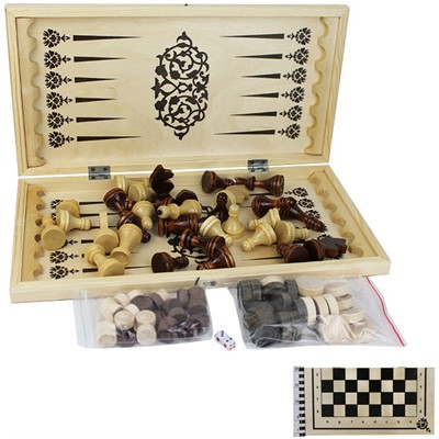 Набор 3 в 1 ( шахматы,шашки,нарды ) /Колорит/ - фото 69910813