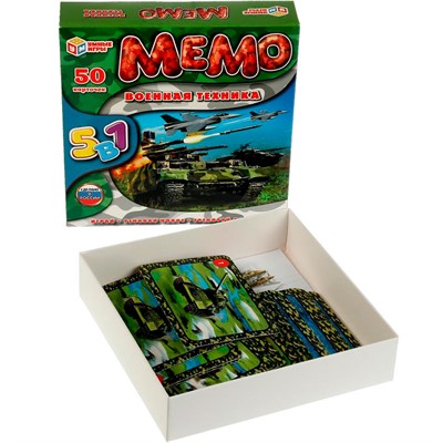 Игра Умка Мемо.Карточная игра.50 карточек Военная техника.5 в 1 4680107994158  /50/ - фото 69910886
