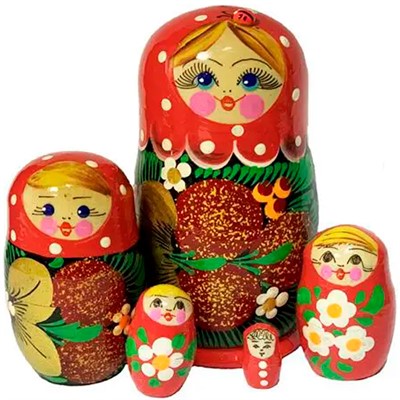 Деревянная Матрешка 5 в 1 малая Ягодки, Эскиз 15, Клубничка с божьей коровкой 4 цвета М05110215 - фото 69911047