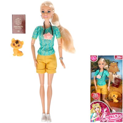 Кукла Карапуз 66001-4K1-S-BB София 29см, руки и ноги сгиб., пит., акс. - фото 69911490