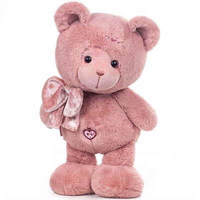 Медведь Ляля, с бантом, пудровый, 25 см МЛяля/25/131-3 - фото 69911524