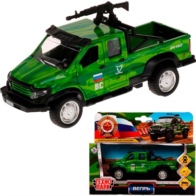 Модель VEPRNEXT-12GUN-MILGN ГАЗ ВЕПРЬ 12,5 см, двери, пулем, инерц, камуф Технопарк в коробке /120/ - фото 69912141