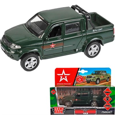 Модель PICKUP-12ARR-GN UAZ PICKUP АРМИЯ РОССИИ длина 12 см Технопарк в коробке - фото 69912309