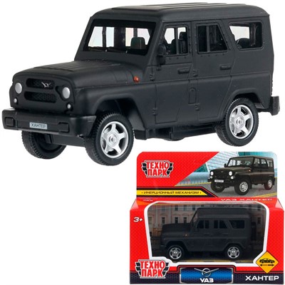 Модель HUNTER-11-MATBK-WOD UAZ ХАНТЕР длина 10,5 см, инерция,матовый черный Технопарк  в кор. - фото 69913397