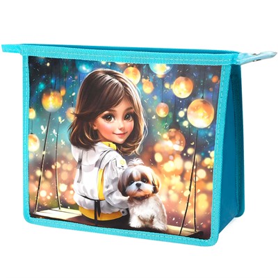 Папка для тетрадей на молнии 1 отделение Шатенка с собачкой 69296 - фото 69915695