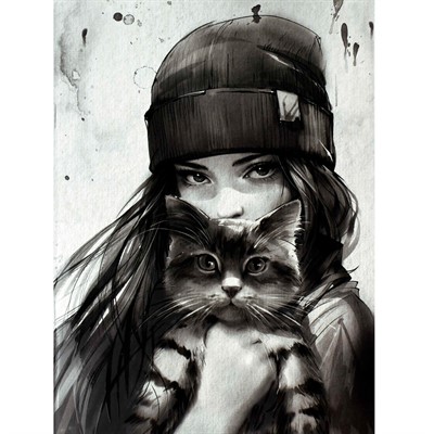 Тетрадь 32 л. клетка Девушка с котом. Осень 71696 - фото 69916323