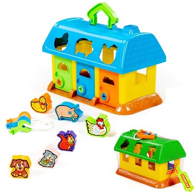 Логическая игрушка Домик для зверей в сетке 9166 /П-Е/9/ - фото 69916405