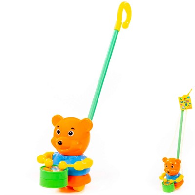 Каталка Медвежонок с ручкой 96654 П-Е/12/ - фото 69916461