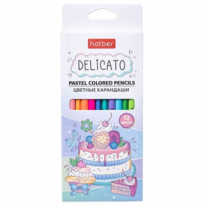 Карандаши цветные 12 цв. DELICATO Пастельные 072213 Hatber - фото 69916598