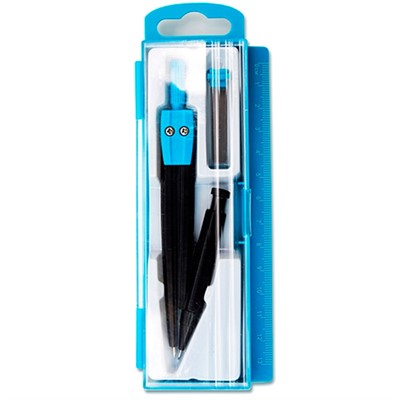 Набор чертежный 2 пр. в пенале с лин., цв. циркулем Синяя С3329-01 - фото 69916849