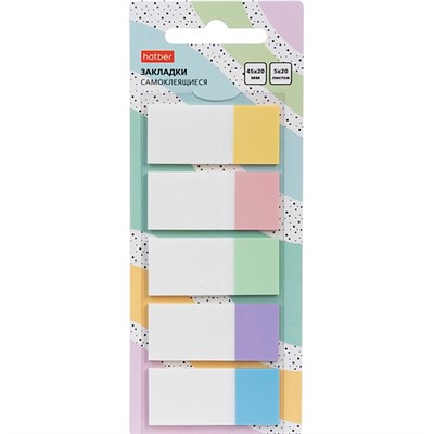 Закладки NEWtone прямоугольные Самоклеящ. пластик 45х22мм 5 цв. 20л 090305 - фото 69916902