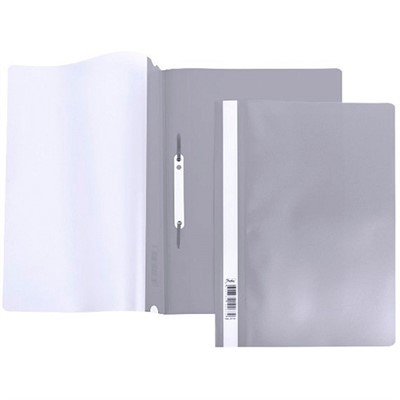 Папка-скоросшиватель А4ф 140/180мкм Серая Пластиковая прозрачный верх 039969 - фото 69916951
