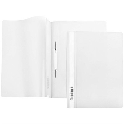 Папка-скоросшиватель А4ф 140/180мкм Белая Пластиковая прозрачный верх 039958 - фото 69916963