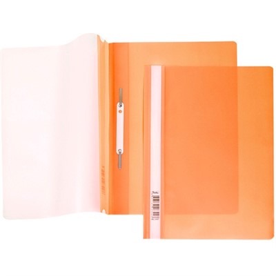 Папка-скоросшиватель А4ф 140/180мкм Оранжевая Пластиковая прозрачный верх 039972 - фото 69916974